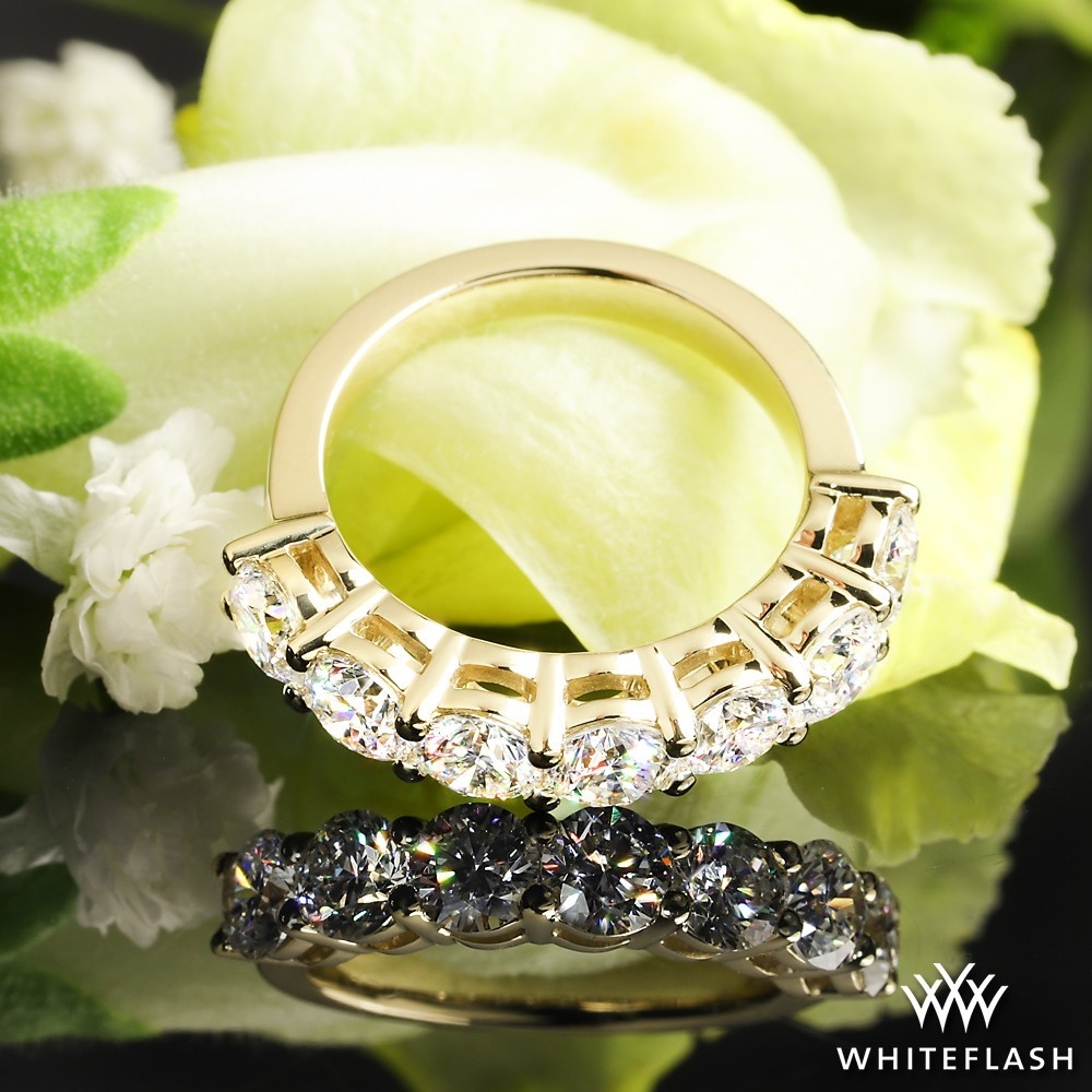 14k Yellow Gold Seven Stone Open Basket Diamond Wedding Ring