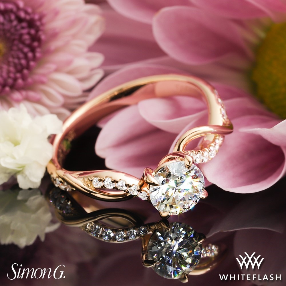 18k Rose Gold Simon G. MR2526 Fabled Crisscross Diamond Engagement Ring