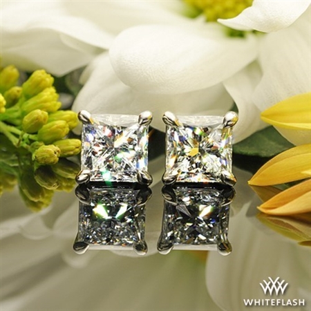 4 Prong Princess Diamond Basket Earrings