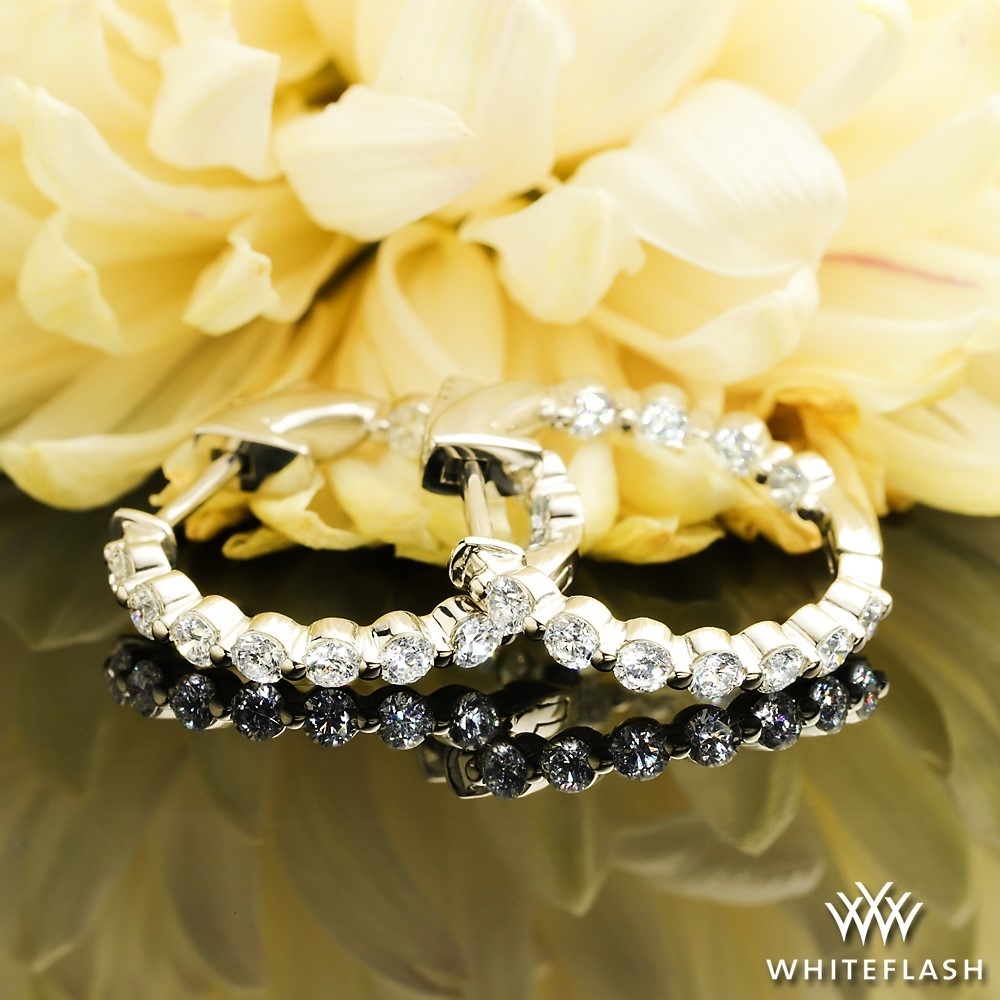 Single Shared Prong Extra Small Diamond Hoop Earrings