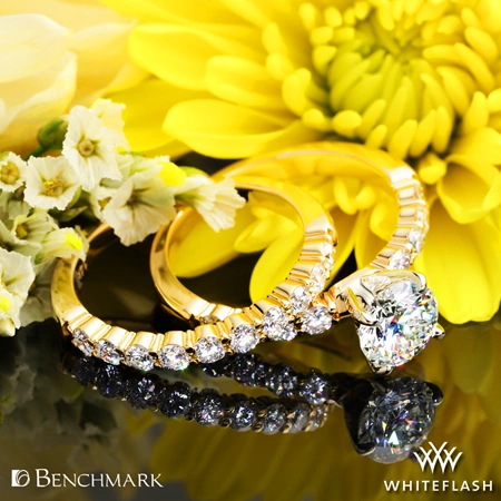 14k Yellow Gold Benchmark SP4 Shared-Prong Diamond Wedding Set