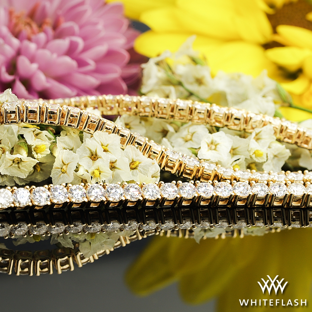 14k Yellow Gold Classic Straight Diamond Tennis Necklace