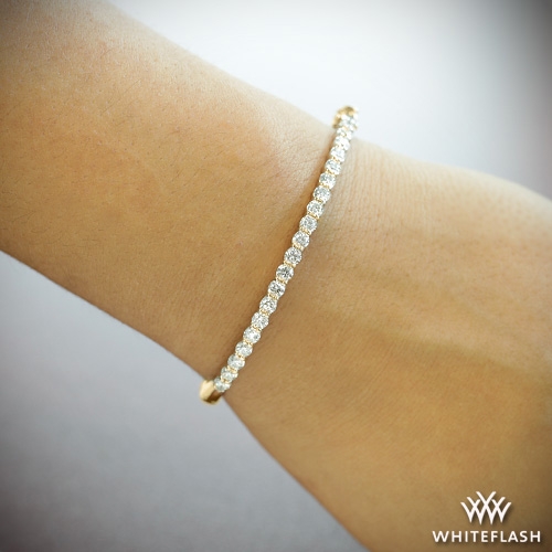 14k Yellow Gold Shared-Prong Diamond Bangle