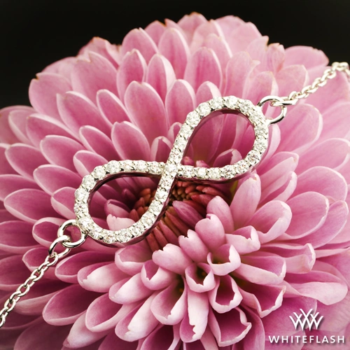 14k White Gold Infinity Lab Created Diamond Bracelet 0.27ctw