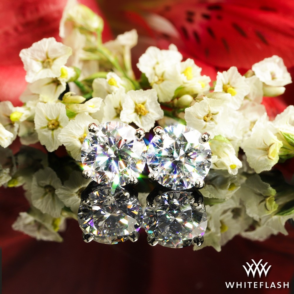 Platinum 4 prong Diamond Basket Earrings