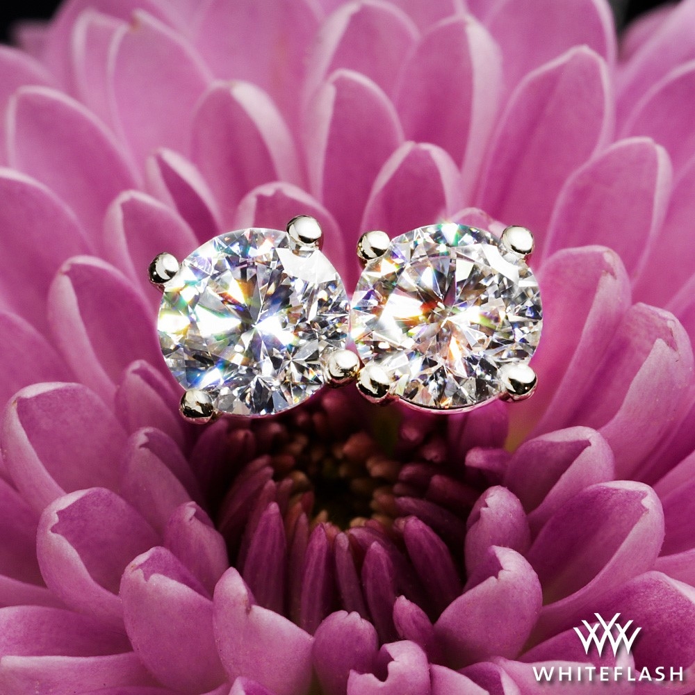 14k Yellow Gold 4 Prong Lab Created Diamonds Earrings