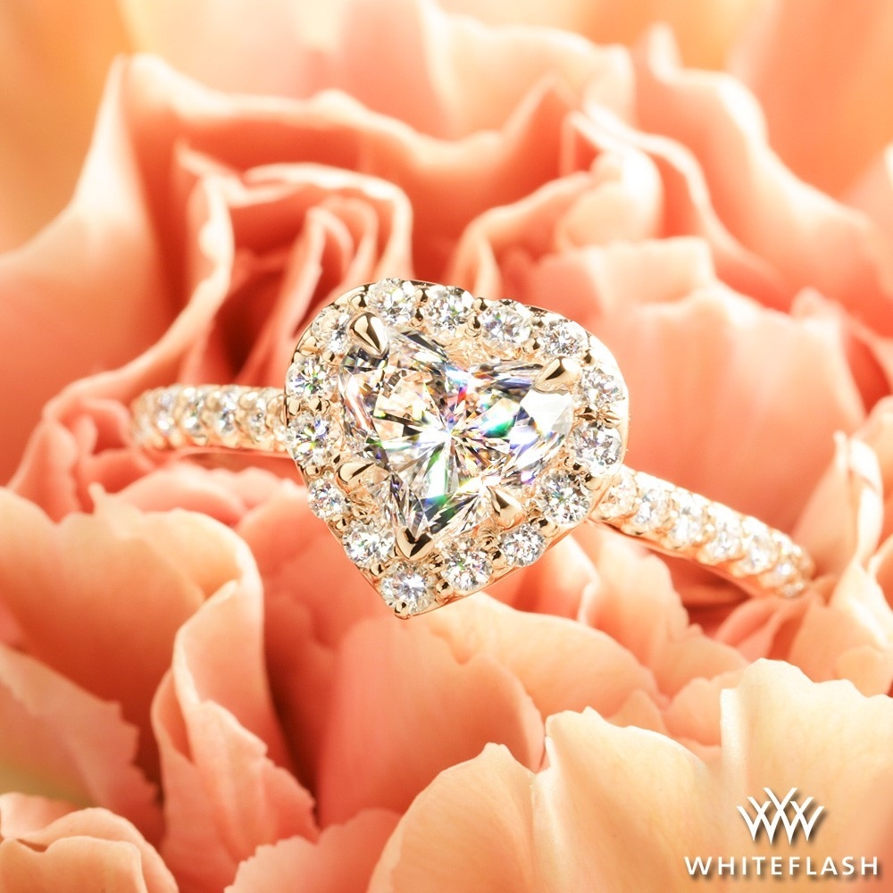 French-Set Heart Shape Halo Diamond Engagement Ring
