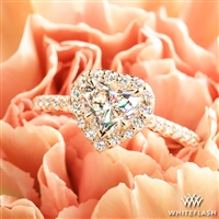French-Set Halo Diamond Engagement Ring