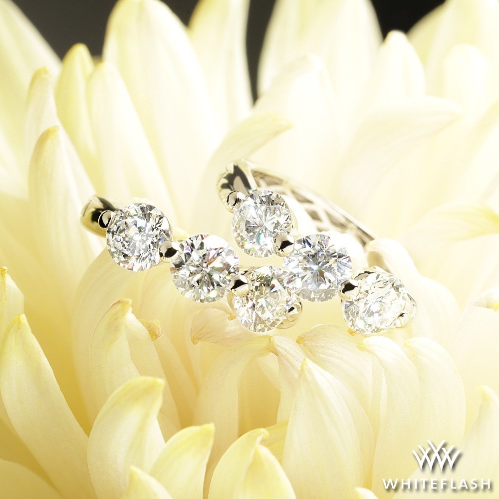 1.50ctw 14k White Gold Three Stone Lab Created Diamonds Hoop Earrings