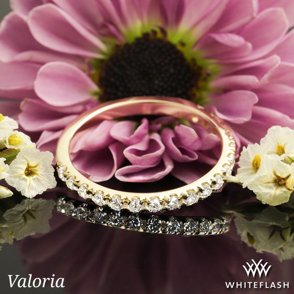 14k Yellow Gold Valoria French-Set Lab Created Diamond Wedding Ring