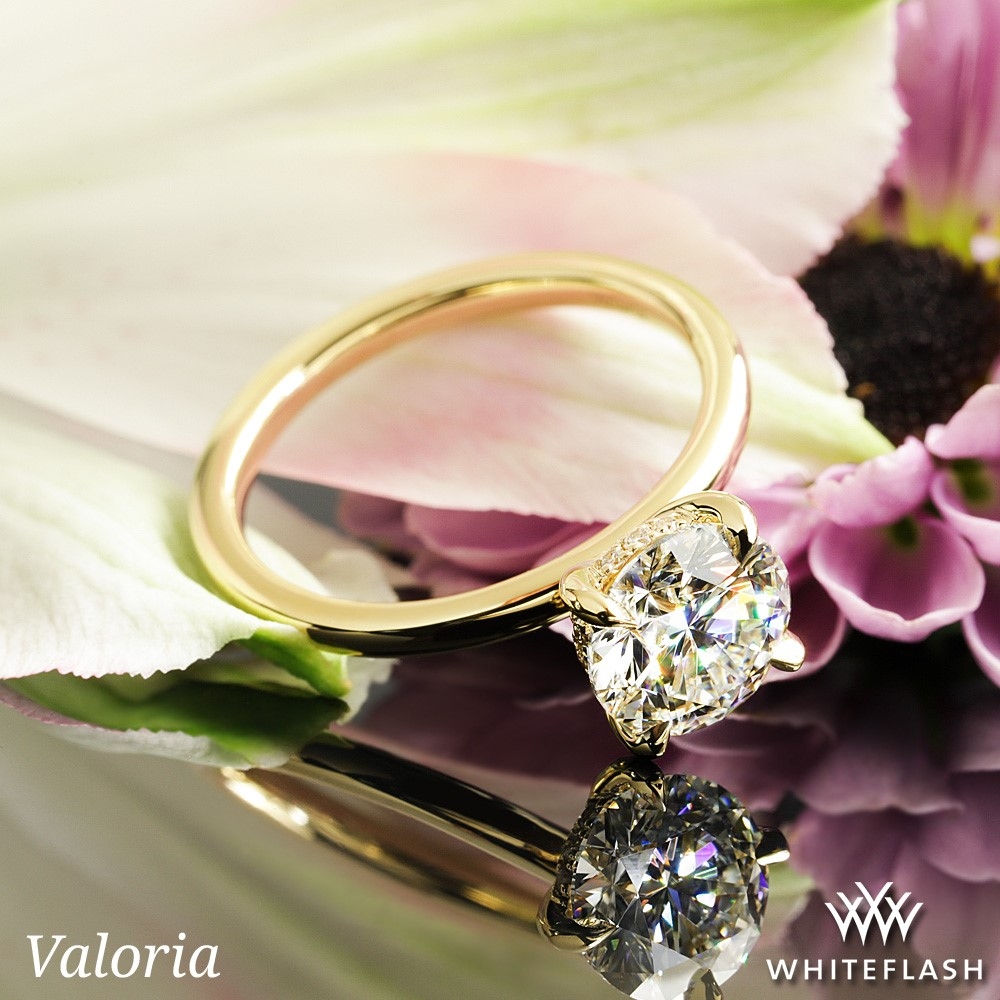 18k Yellow Gold Valoria Hidden Halo Solitaire Engagement Ring