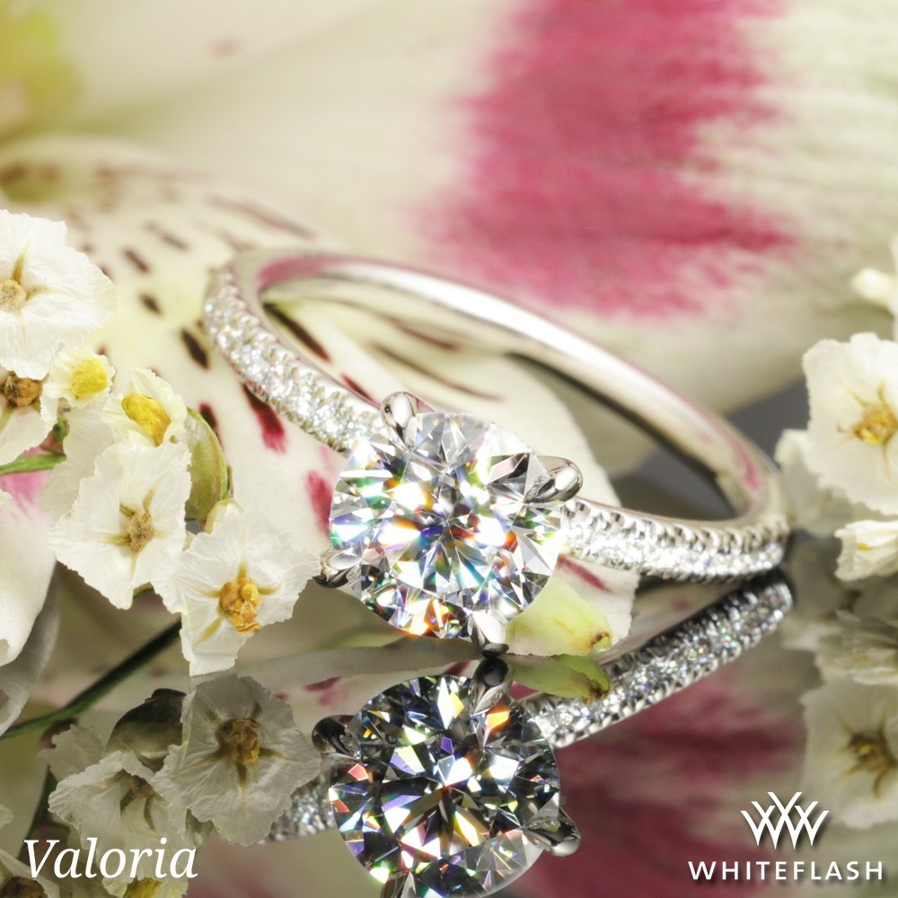 18k White Gold Valoria Micropave Diamond Engagement Ring