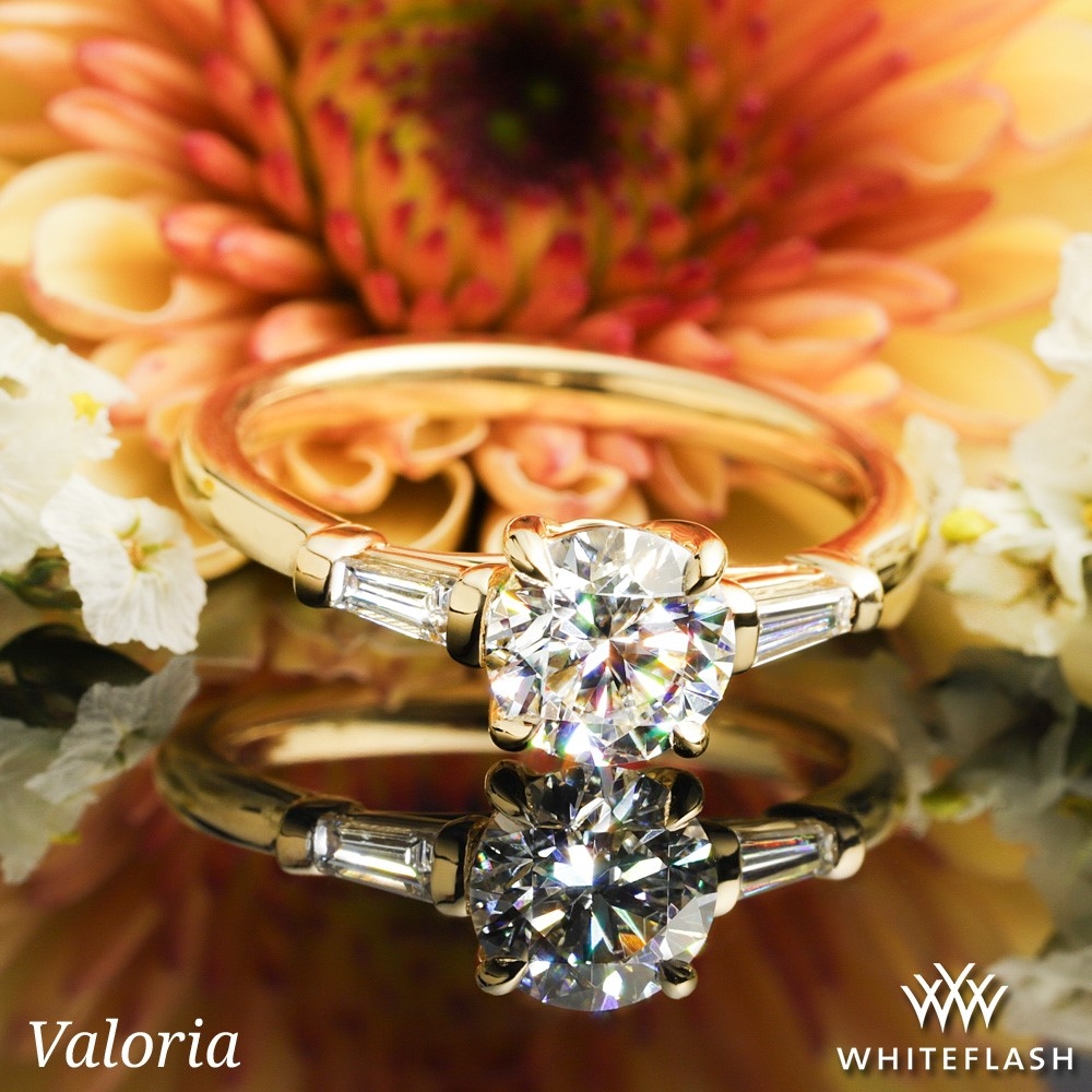 Valoria Tapered Baguette 3 Stone Engagement Ring