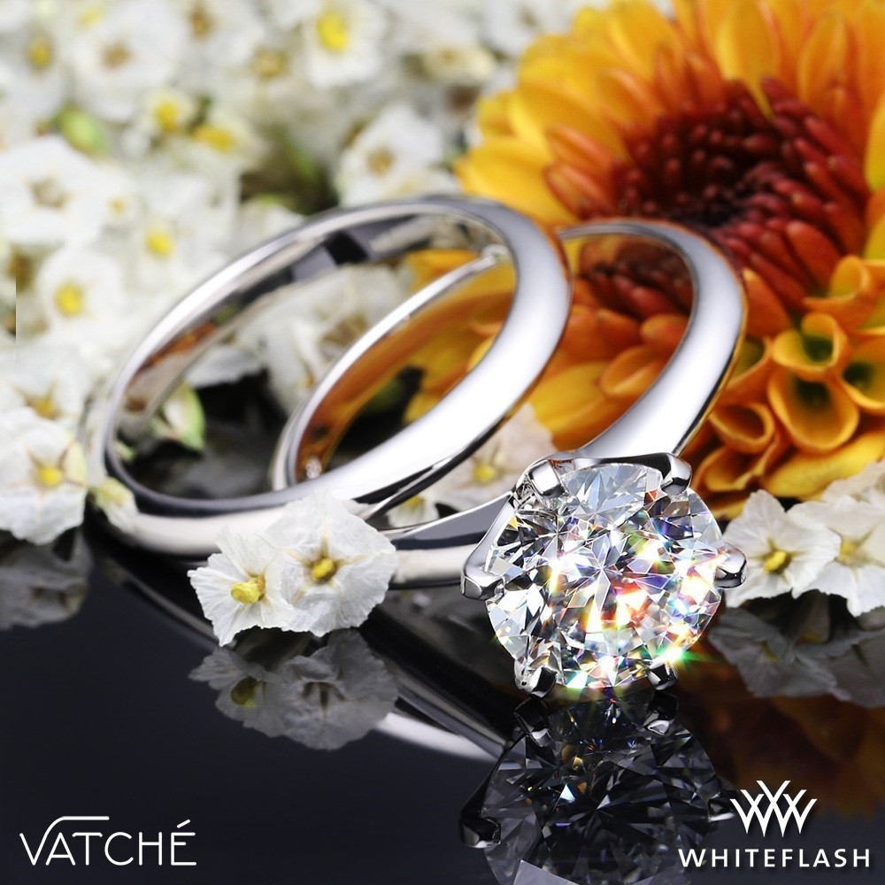 Platinum Vatche U-113 6-Prong Solitaire Wedding Set