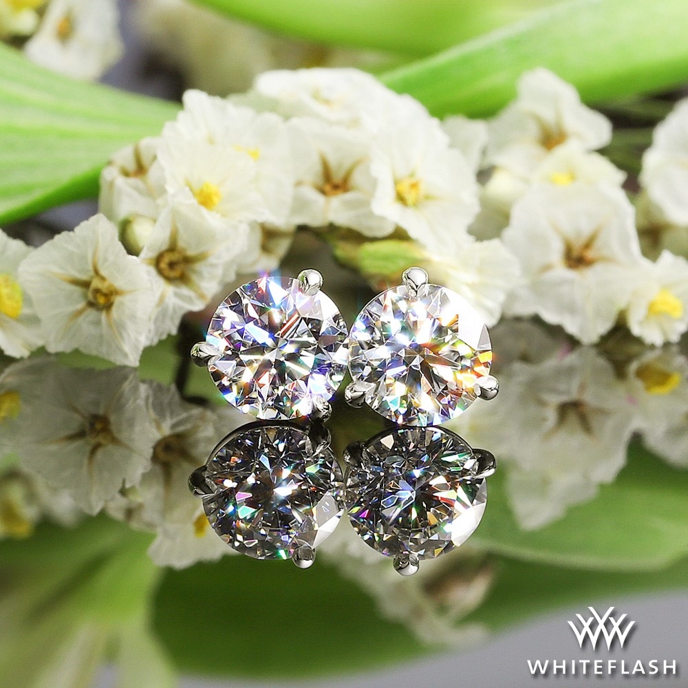 3 Prong Martini Diamond Earrings