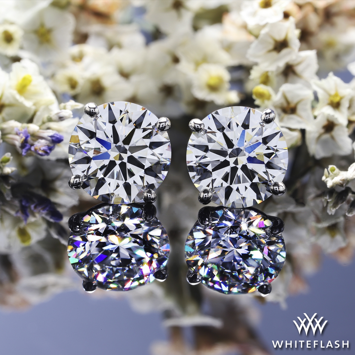 Platinum 4 Prong Martini Diamond Earrings