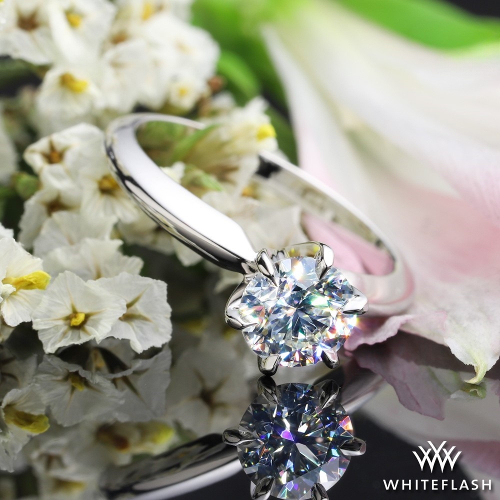 14k White Gold Classic 6 Prong Solitaire Engagement Ring