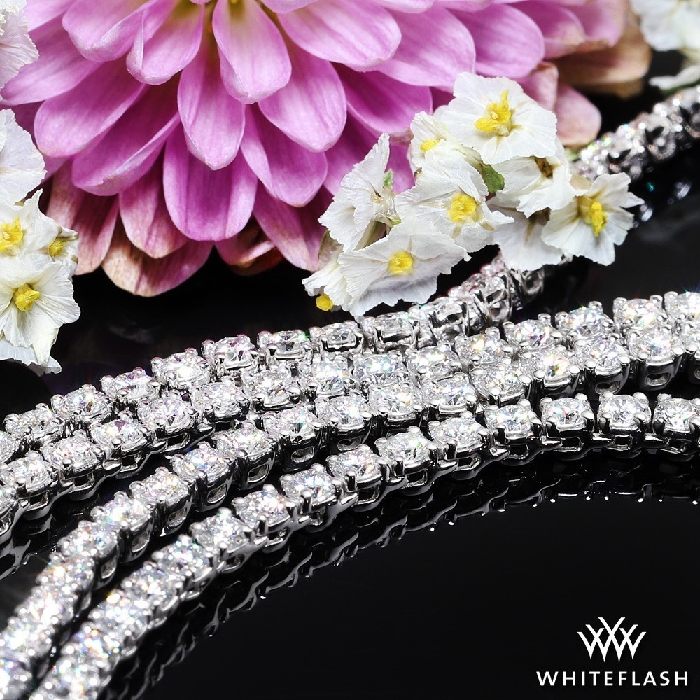 14k White Gold Four Prong Full Eternity Diamond Tennis Necklace