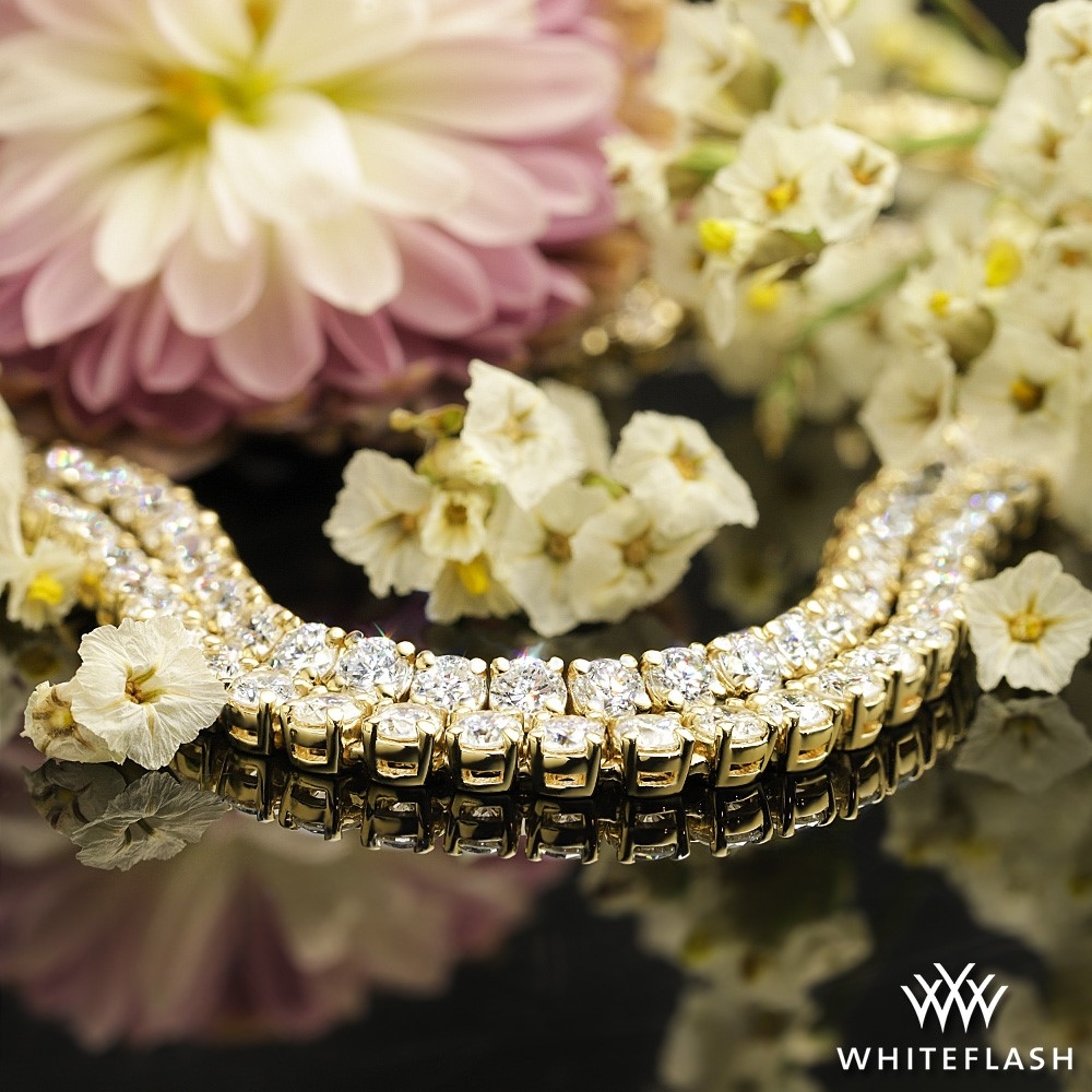 8.58ctw 14k Yellow Gold Four Prong Full Eternity Lab Created Diamonds Tennis Necklace