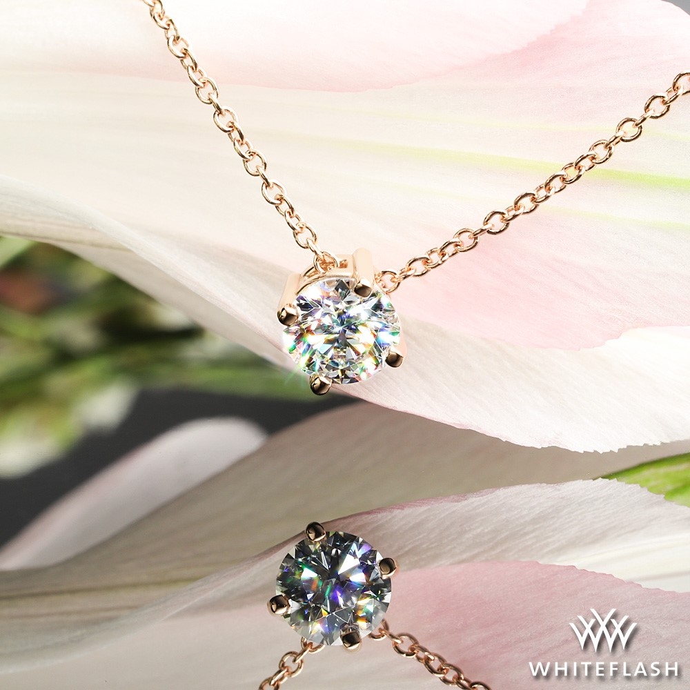 14k Rose Gold Four-Prong Slide Diamond Pendant