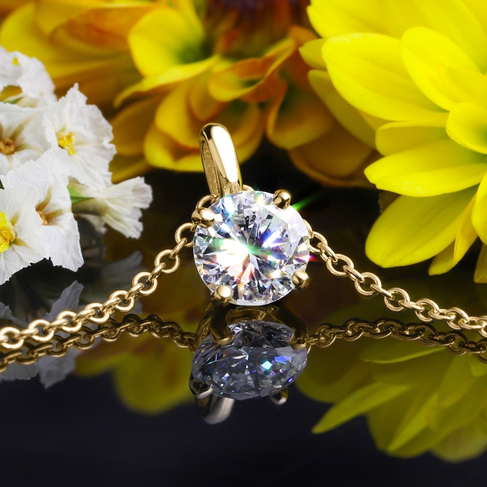 14k Yellow Gold Four-Prong Timeless Diamond Pendant