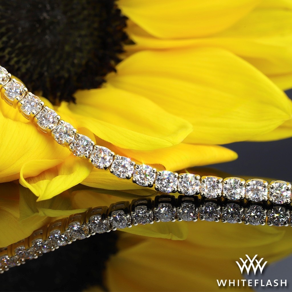 4.43ctw 14k Yellow Gold Four-Prong Timeless Lab Created Diamonds Tennis Bracelet