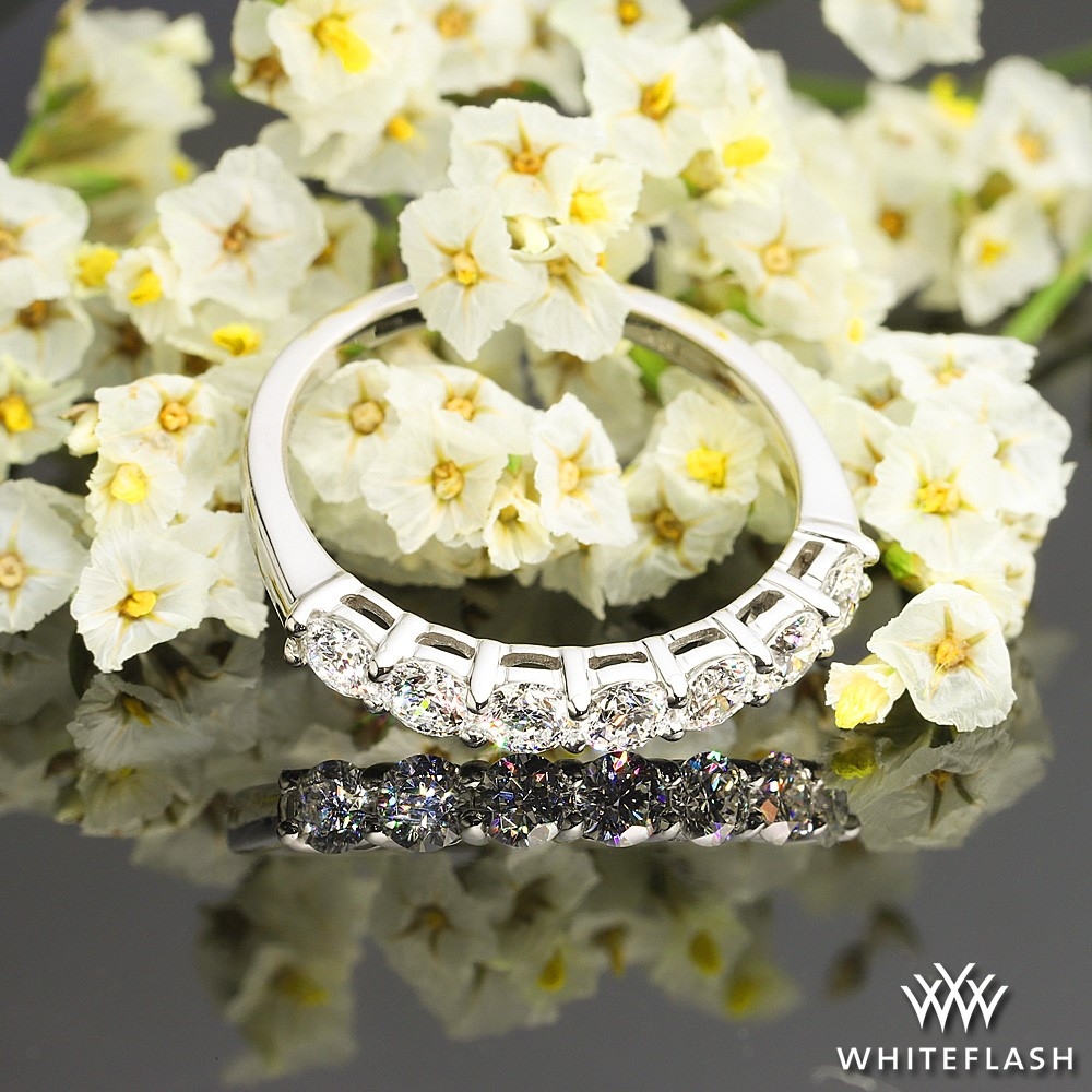14k White Gold Seven Stone Open Basket Diamond Wedding Ring