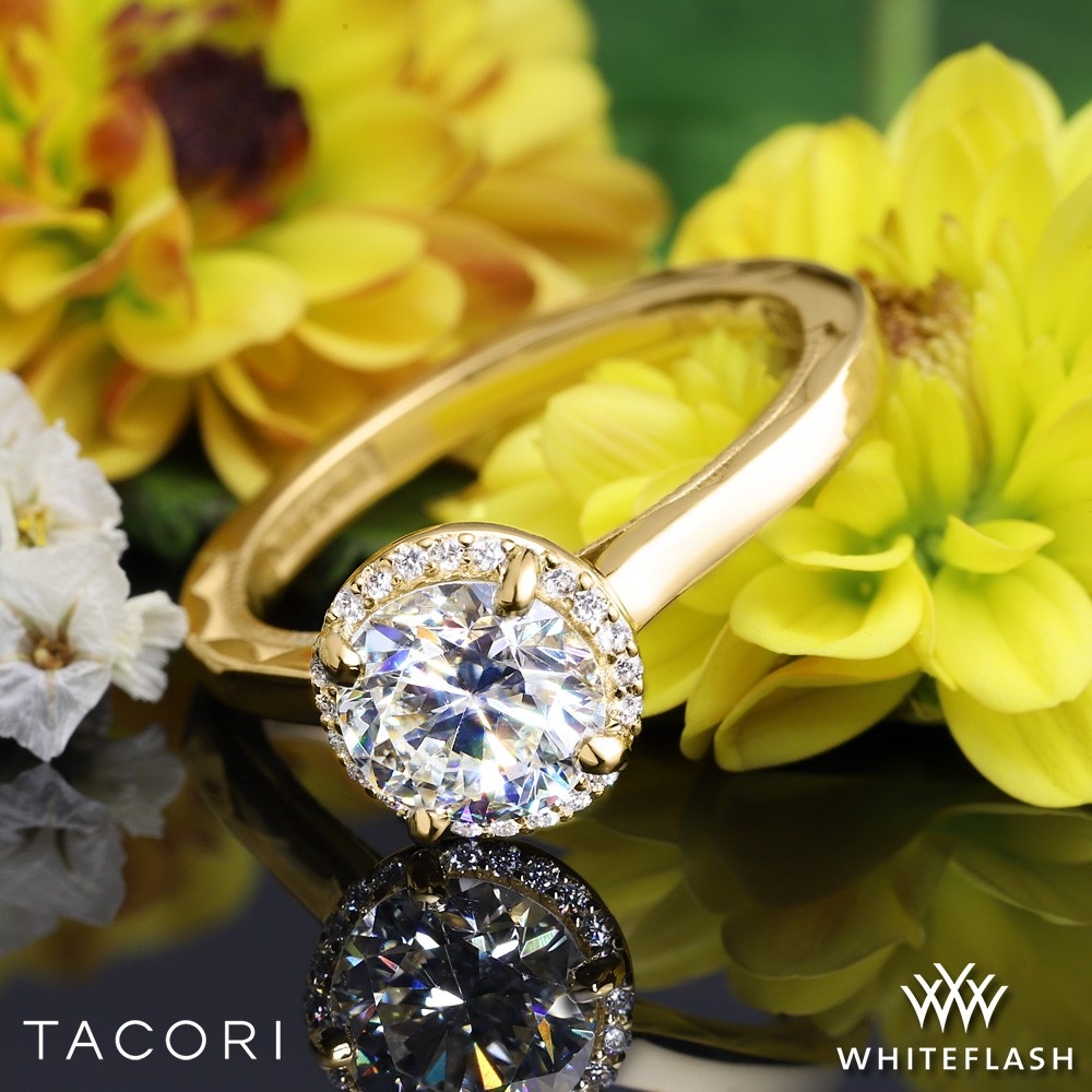 18k Yellow Gold Tacori 49RD65 Sculpted Crescent Solitaire Engagement Ring