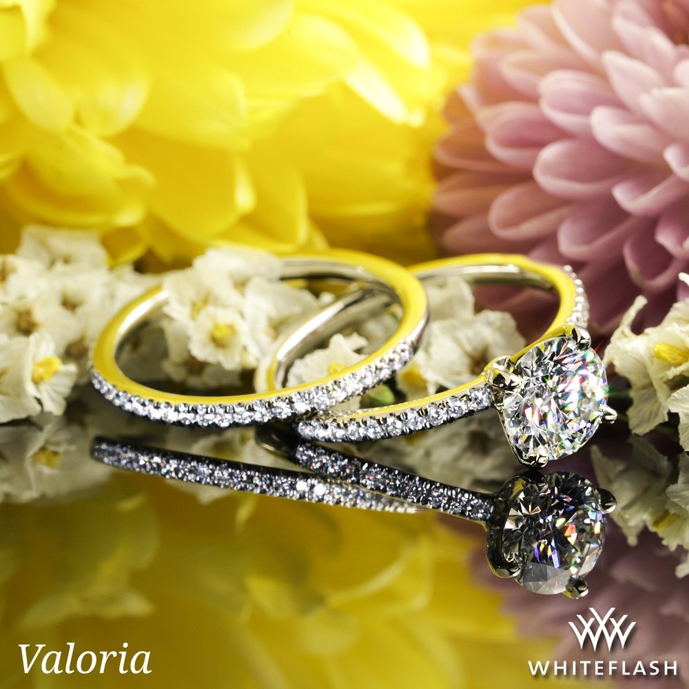 Platinum Valoria Micropave Diamond Wedding Set