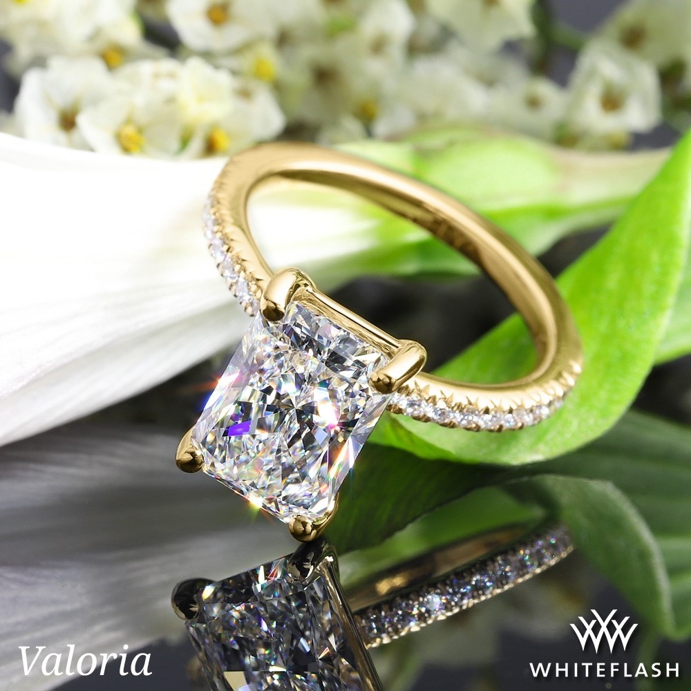 14k Yellow Gold Valoria Petite Pave Diamond Engagement Ring