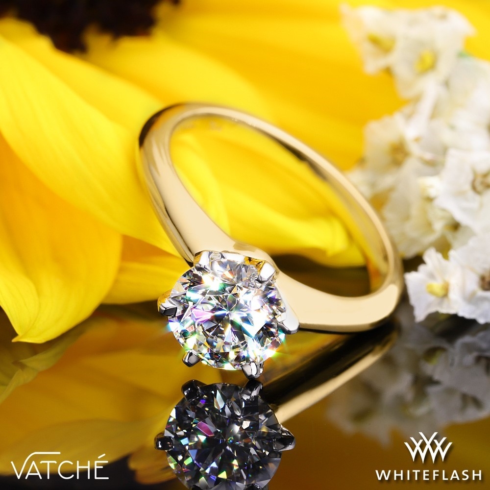 18k Yellow Gold with Platinum Head Vatche U-113 6-Prong Solitaire Engagement Ring
