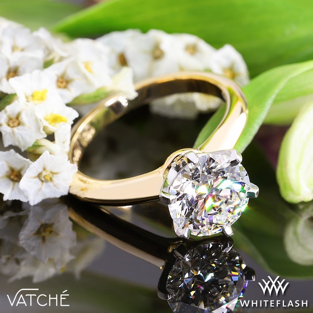 18k Yellow Gold with Platinum Head Vatche U-113 6-Prong Solitaire Engagement Ring