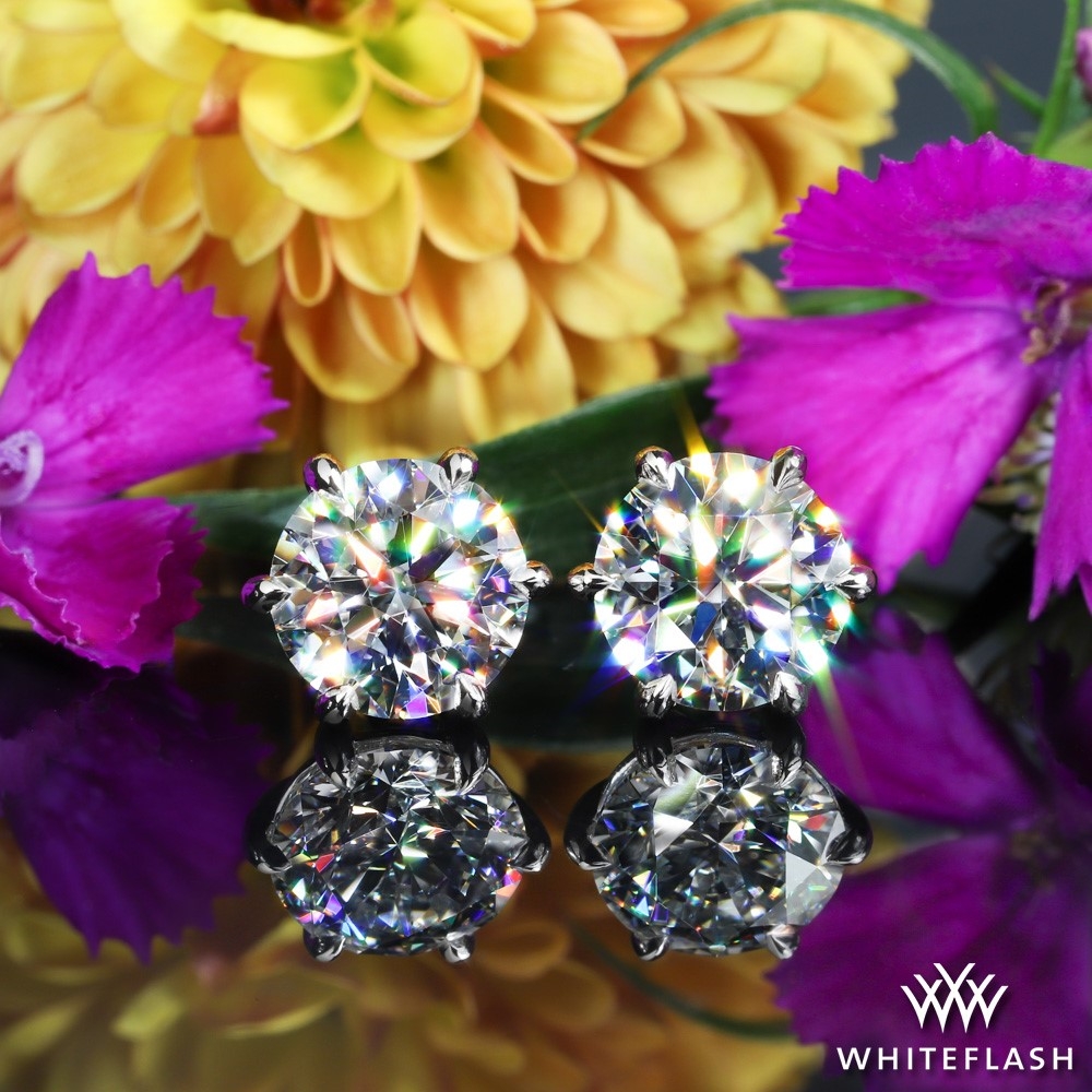 Platinum 6 Prong Martini Diamond Earrings