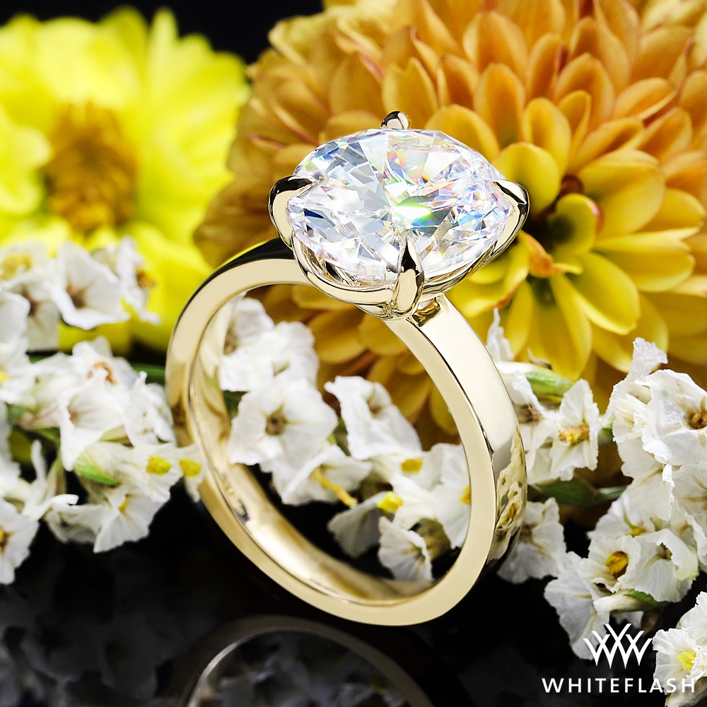 14k Yellow Gold Cigar Style 3mm Solitaire Engagement Ring