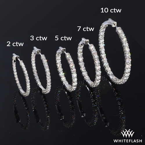 14k White Gold Classic Inside Out Diamond Hoop Earrings