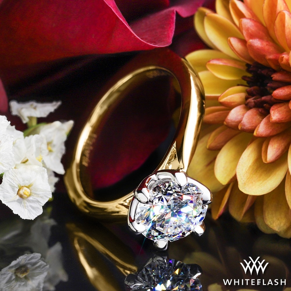 14k Yellow Gold Custom 6 Prong Tulip Solitaire Engagement Ring