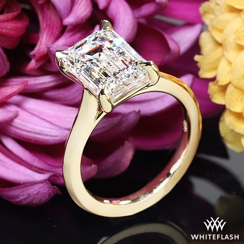 14k Yellow Gold Custom Cathedral Solitaire Engagement Ring