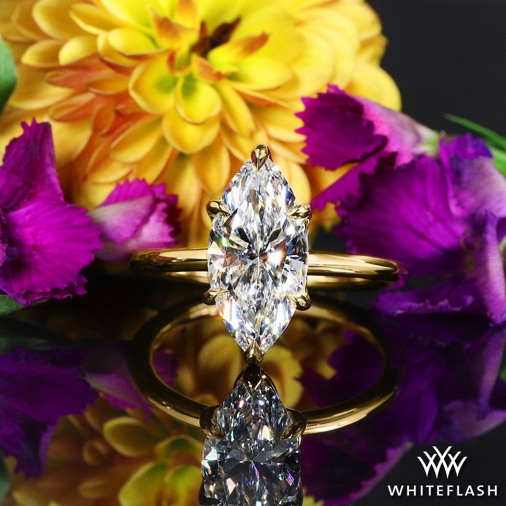 2.59ct F VS1 Marquise Cut Lab Grown Diamond set in Custom Tulip Solitaire Engagement Ring