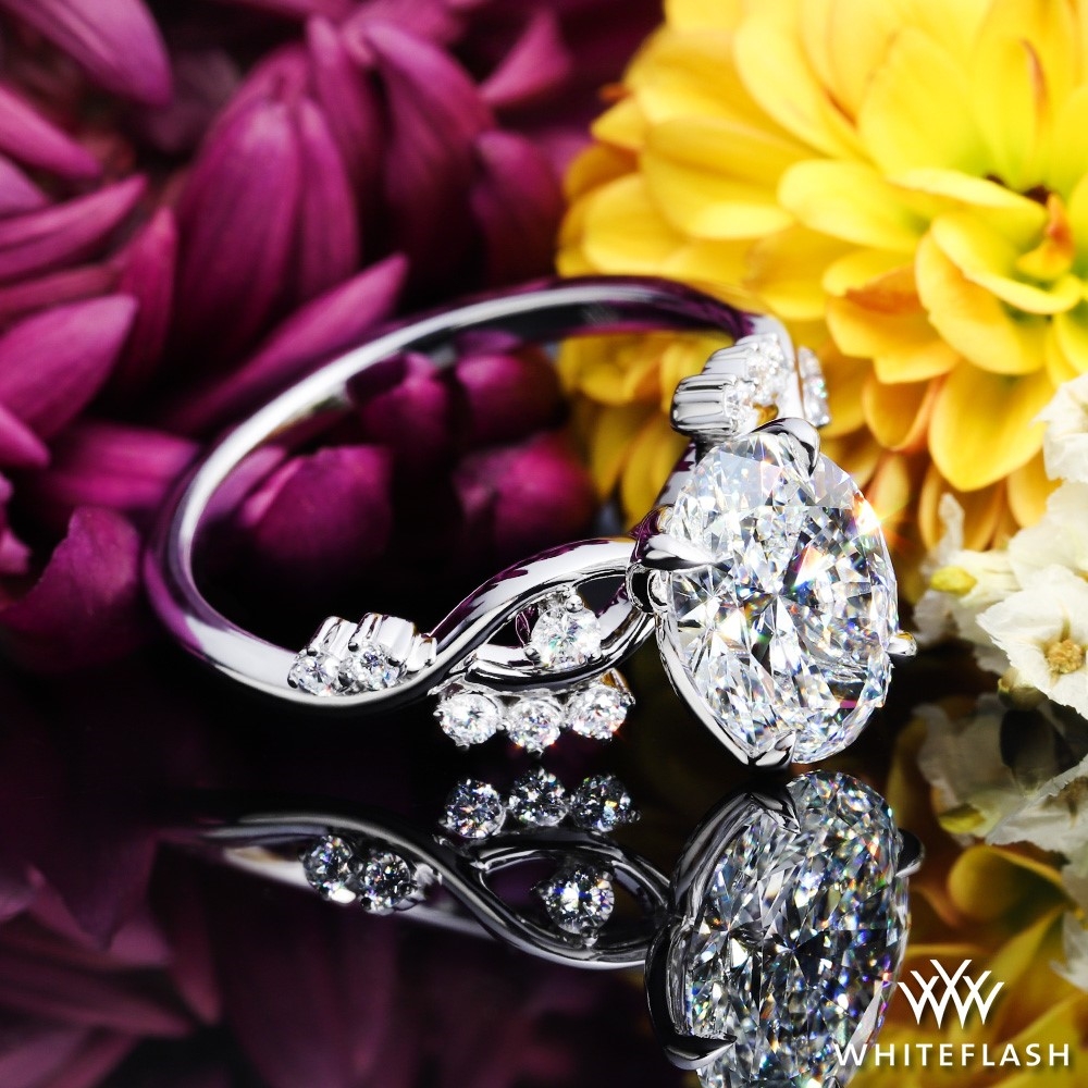 14k White Gold Custom Twisted Diamond Engagement Ring