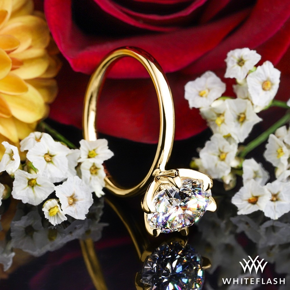 14k Yellow Gold Tulip 6 Prong Solitaire Engagement Ring