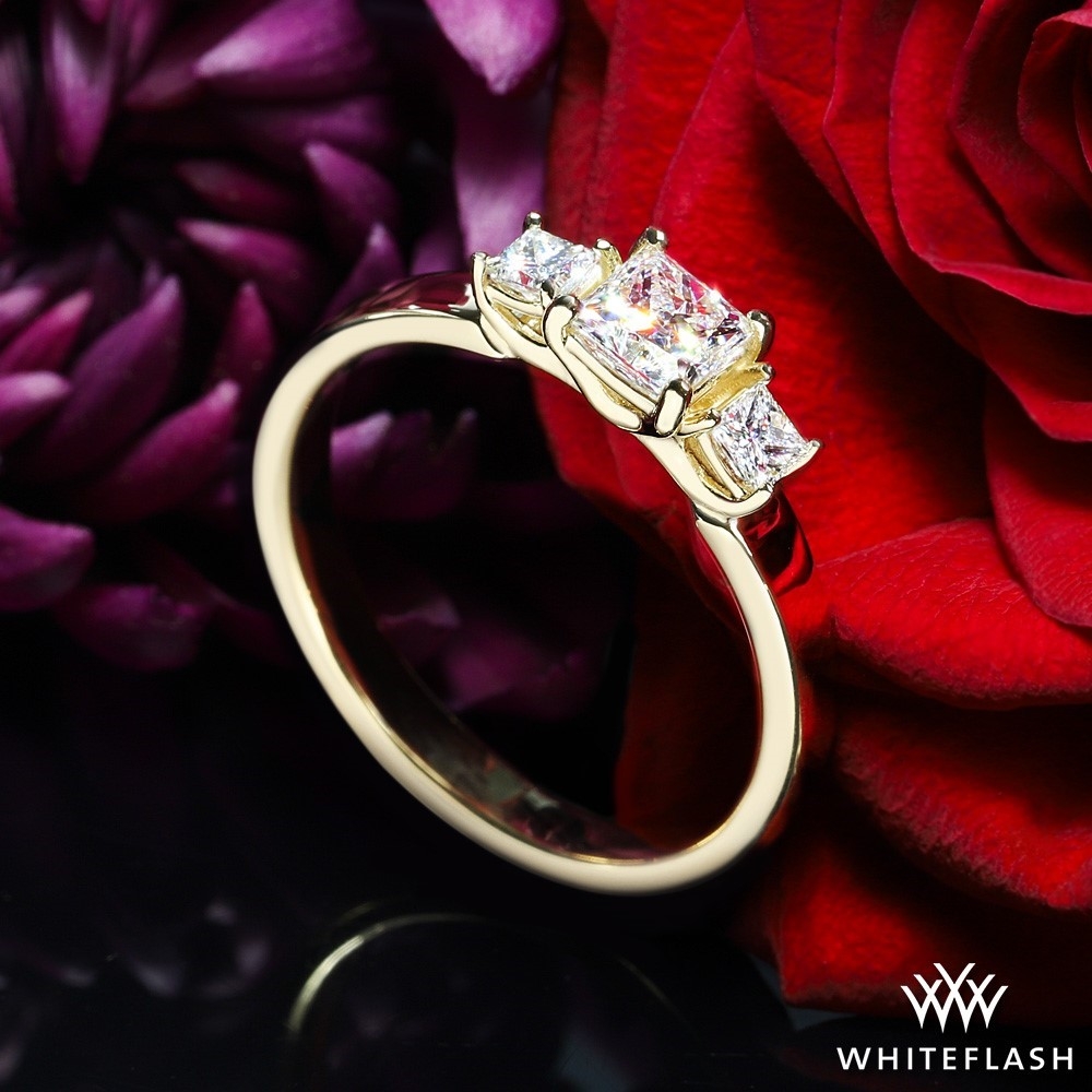 Custom Three Stone Princess Diamond Engagement Ring