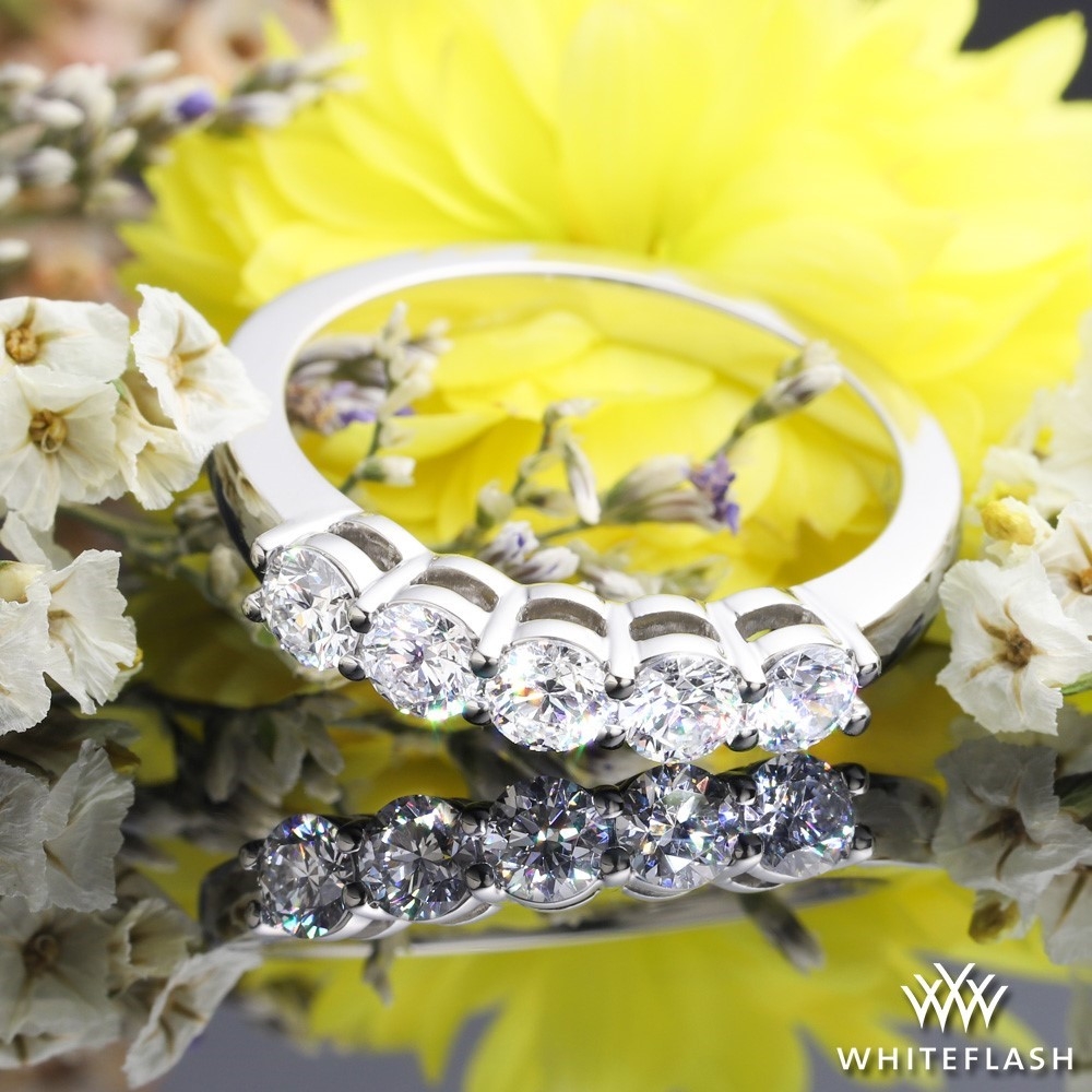 Platinum Five Stone Open Basket Diamond Wedding Ring