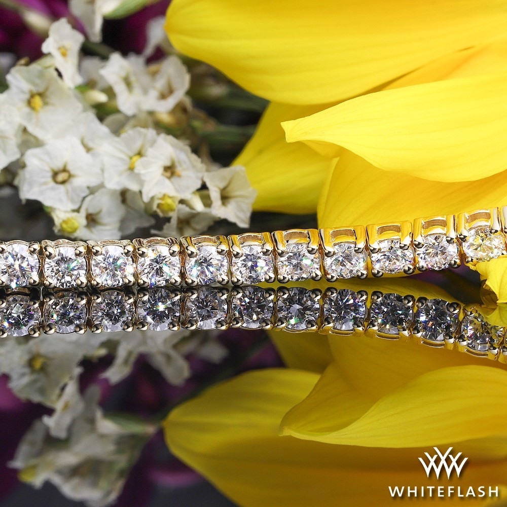 14k Yellow Gold Four-Prong Classic Lab Created Diamond Tennis Bracelet