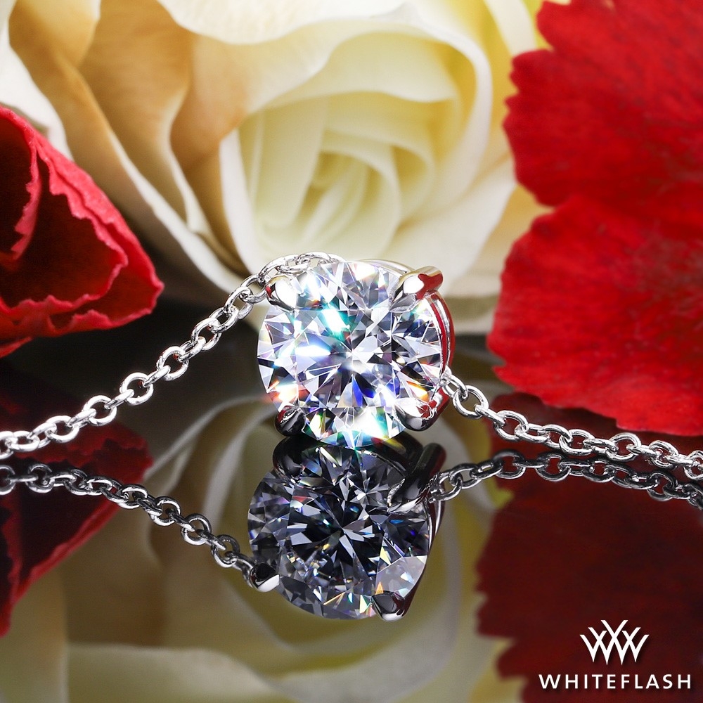 14k White Gold Four-Prong Slide Diamond Pendant