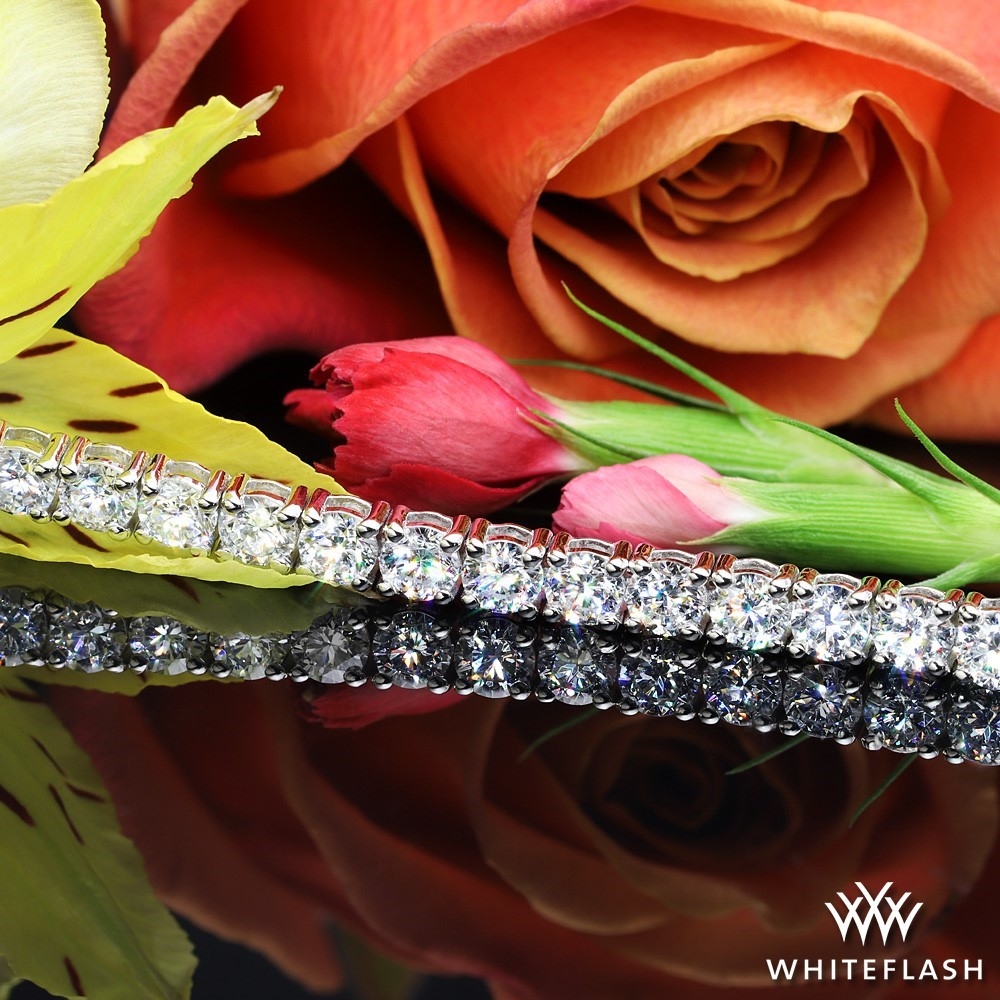 14k White Gold Four-Prong Classic Lab Created Diamond Tennis Bracelet