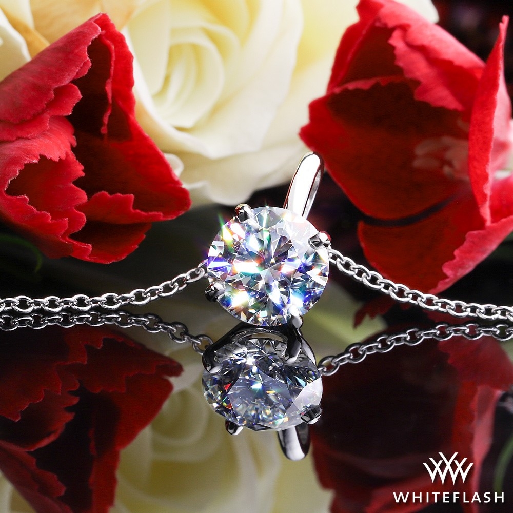 14k White Gold Four-Prong Timeless Diamond Pendant