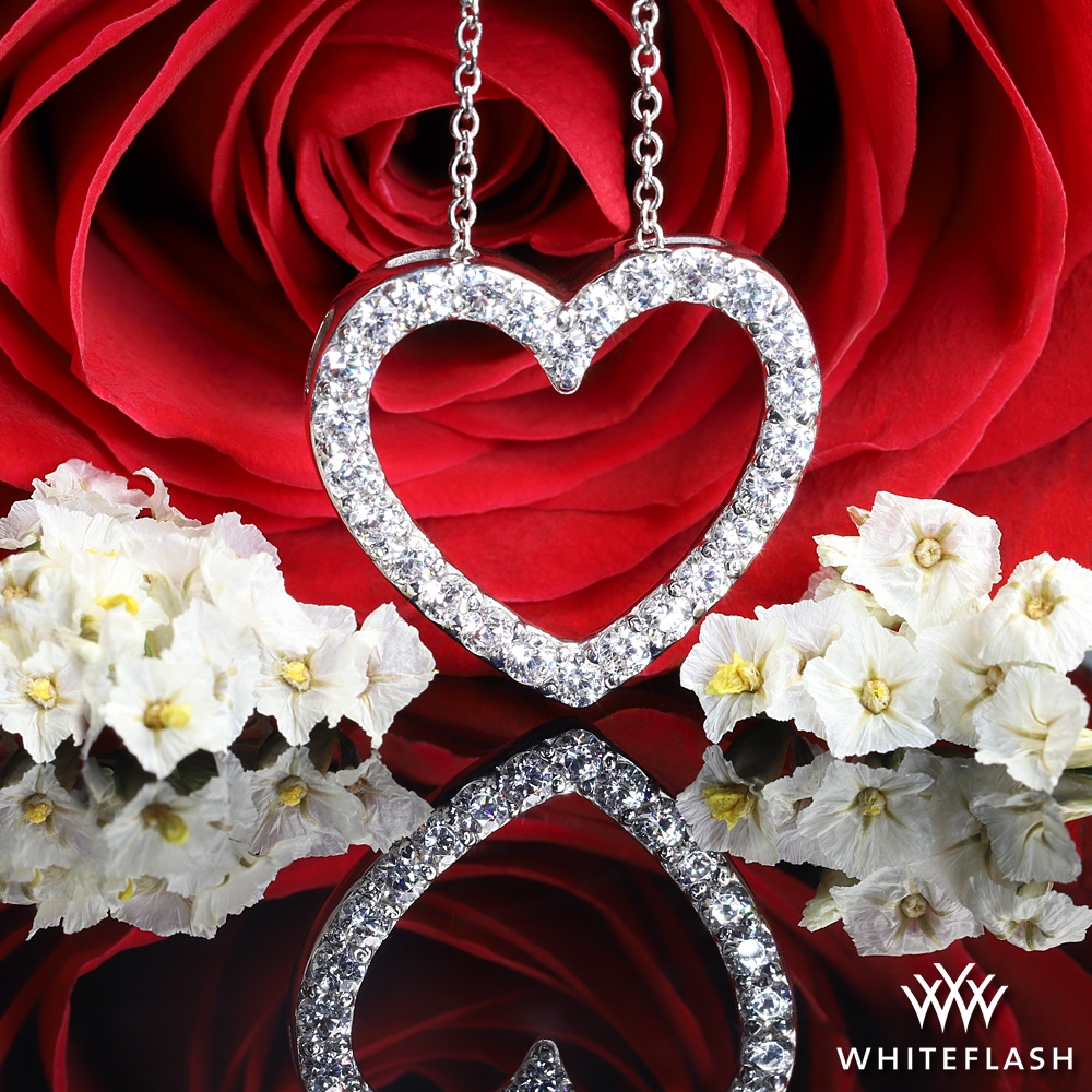 14k White Gold Perfect Diamond Heart Pendant