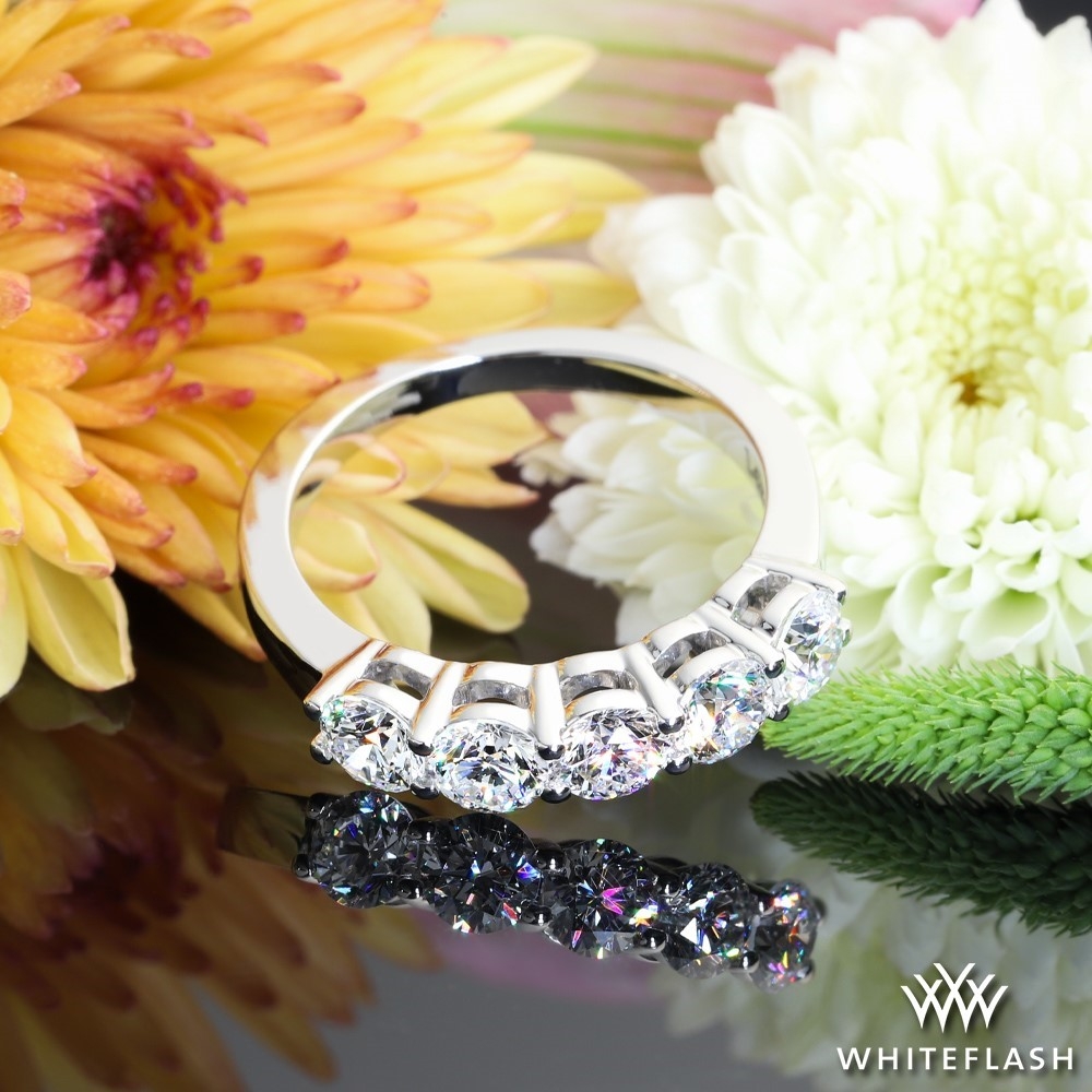 14k White Gold Five Stone Open Basket Lab Created Diamond Wedding Ring