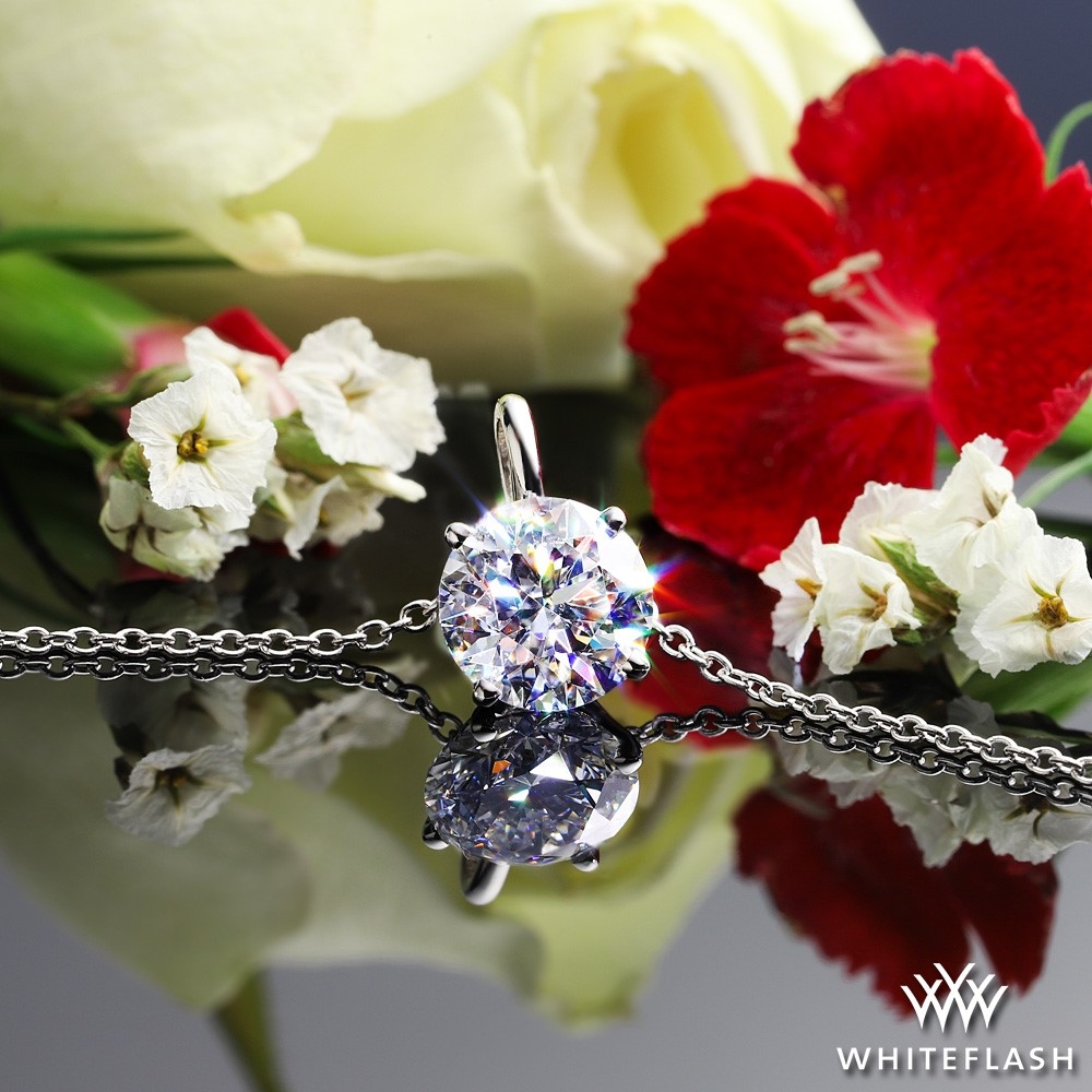 14k White Gold Four-Prong Timeless Diamond Pendant