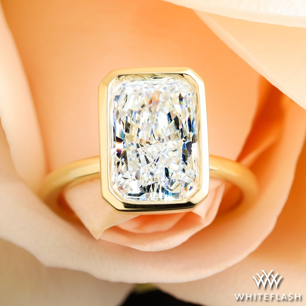 18k Yellow Gold Custom Full Bezel Solitaire Engagement Ring